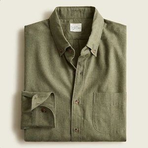 J crew brushed twill shirt green heather moss mens
